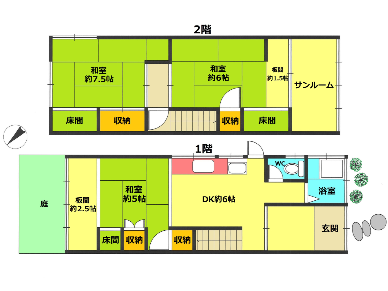 川原町林貸家カラー図面